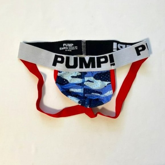 PUMP! Size "M" Camo Mesh Jockstrap - Blue Camo/Red/White/Black (186BCJK) - Picture 3 of 9